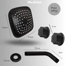 4-Inch Square Shower Head In Matte Black With Included Hose And Handles, Ideal For Low Water Pressure, Easy Installation, Modern And Elegant Design - Black - View 3