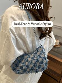 ✨Women's Decorative Buckle & Stitching Chain Strap Shoulder Bag – Stylish Hobo Bag With Small/Medium Crossbody Bag & Wallet Set, Ideal For Shopping, Dating, Work, Business, Commuting, A Lovely Gift For Teen Girls, College Students & Women, Versatile Accessory Blending Street Charm & Practicality For Diverse Daily Occasions - 彩色 - 查看 8