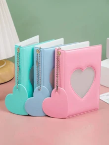 1pc Heart-Shaped Hollow Mirror Photo Album, Ideal For Idol Fans Collection, Can Store Photos, Cards, Movie Tickets, Business Cards, Etc. - Multicolor - View 8