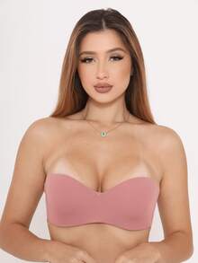 Strapless Bra With Reinforced Cups, Triple Closure, Smooth, Invisible, Seamless - 黑,白,玫瑰 - 查看 5