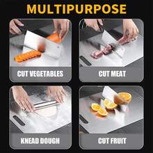 Extra-Large  Stainless Steel Cutting Board | Ultra-Thin Rust-Resistant Chopping Board | Double-Sided, Durable & Odor-Free | Ideal For Meat, Vegetables & Fruits | Easy-To-Clean Essential Kitchen Cutting Board|Kitchen Must-Have Tools - 1Pcs XL(39*28cm) - 查看 8