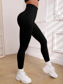 Calça de Ioga de Cintura Alta e Justa Plus Size, Legging Confortável com Controle de Barriga e Levantamento para Uso Diário, Outdoor, Fitness - Preto - Visão 3