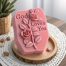 1 PC 3D Silicone Resin Mold For 3D Embossed Crafts - Rose & Leaf Design, Ideal For Soap, Candles - Perfect Holiday Gift For Thanksgiving, Christmas, Halloween, Easter, Valentine'S Day, Birthday, Home Decoration, Silicone Molds For Crafts, Best For Christmas, Perfect For Thanksgiving - White - View 1