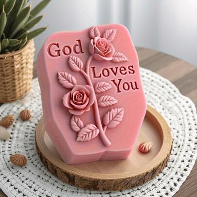 1 PC 3D Silicone Resin Mold For 3D Embossed Crafts - Rose & Leaf Design, Ideal For Soap, Candles - Perfect Holiday Gift For Thanksgiving, Christmas, Halloween, Easter, Valentine'S Day, Birthday, Home Decoration, Silicone Molds For Crafts, Best For Christmas, Perfect For Thanksgiving