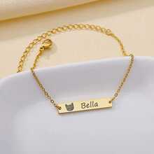 1pc Customized Pet Photo Dog Tag Pendant Bracelet, Stainless Steel Material, Can Be Used As Memorial Jewelry, Learning Supplies, Back To School Gift, Office Supplies, School Supplies, Classroom Supplies, Teacher Gift, College Supplies, Coworker Gift, Dorm Supplies, Kids & Teens Apparel, Middle School Gift - Rectangular Bracelet - View 6