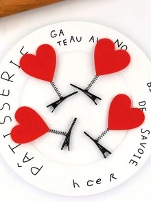 4件套多功能心形3D发夹，适合情人节、化妆派对、女神庆典、情侣日常甜蜜礼物、拍照配饰、发饰