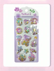 Cute Gold Glitter Shake Stickers - Light Color Design, Suitable For Mobile Phone Cases, Notebook Decorations And Handicrafts, Scissors Stickers, Diary Expansion, 3D Relief Stickers, Graffiti Stickers - Multicolor - View 10