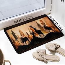 Covor Premium din Flanel cu Temă Animală Sălbatică - Design cu Urși și Cerbi de Pădure, Antiderapant și Lavabil la Mașină, Pentru Living, Dormitor, Bucătărie și Mai Multe - Covor Versatil pentru Decorul Casei - Pentru Proprietari de Case și Iubitori de Animale - Perfect pentru o Ambianță Confortabilă și Caldă - Cadoul Ideal pentru Casă Nouă și Sărbători