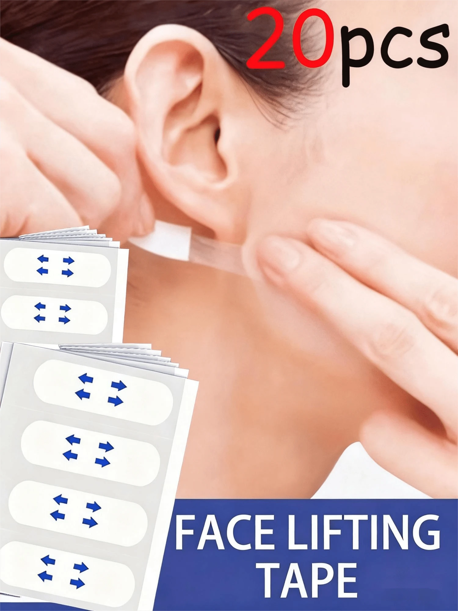 隐形提拉贴片 | 妆前护肤专属面部护理 | 淡化细纹，抚平法令纹，紧致V脸 | 方便无副作用 | 圣诞节、母亲节、情人节和万圣节派对的理想礼物 | 男女通用 | 每日紧致必备