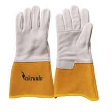 PAKNADA Goat Leather Welding Gloves – Yellow & White TIG Gloves With Kevlar Stitching & Protective Cuff For Metalworking, Home Improvement & Heavy-Duty Tasks - 特大號 - 查看 1