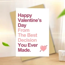 1pc Romantic Valentine's Day Card, Anniversary Card, Holiday Greeting Card Printed With "The Best Decision You've Ever Made", Suitable As Wedding Card, Anniversary Gift, Valentine's Gift, Love Message, Couple Gift, Unique Birthday Gift, Suitable For All Occasions To Express Love - Multicolor - View 3