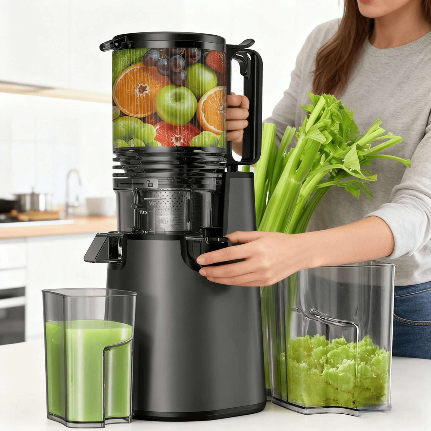 Cold Press Juicer Machines, Compact Small Slow Masticating Juicer With Large Chute For Whole Fruits & Vegetables, Easy To Clean & Quiet Juice Extractor,Space Saving Design,99% Juice Yield, Kitchen Appliance