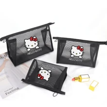 1个网状透明化妆包，便携式化妆品收纳袋，大容量洗漱包 - 黑色 - 查看 2