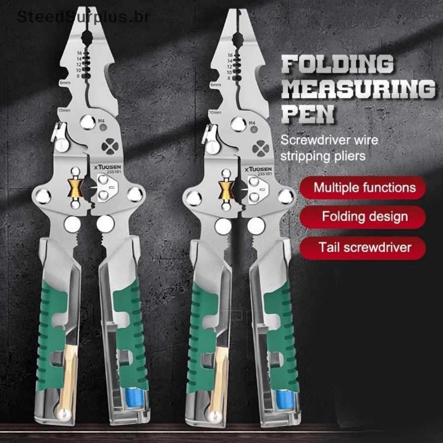 Multifunctional Needle-Nose Pliers For Electricians - With Electricity Detection, Removal, Cutting And Stripping Functions, And A Foldable Electricity Tester. - 墨綠色 - 查看 1