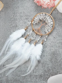 1pc Crystal Stone Tree Of Life Car Pendant, Luxury Minimalist Car Hanging Decor, Unique Gift For Women - Multicolor - View 8