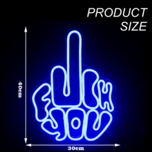 One-Piece Fxxk You Gesture Pattern Neon Sign, Personalized Art Style Lighting, USB Port Wall-Mounted Furniture, Suitable Neon Gift For Bedroom, Living Room, Home, Party, Bar - Cử chỉ  You - màu xanh - Xem 2