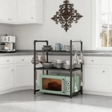 1 pieza Estante telescópico ajustable para horno de microondas de uso intensivo - 2 modelos disponibles, estante de metal resistente para encimera con estantes superior e inferior, estante de almacenamiento de cocina, estante para horno y microondas, estante de especias de doble capa, estante de almacenamiento para encimera, estante superior para microondas y almacenamiento de electrodomésticos pequeños - Multicolor - Ver 11