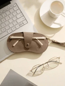 女士大容量太阳镜收纳袋，带挂绳，PU材质太阳镜盒，便携式防压太阳镜保护套，高端自封保护盒