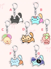 1pc/7pcs Back To School Dandy'S World Cat Funny Meme Video Game Theme Key Charm - The Ideal Cute Cartoon Image Bag Charm For Young And Adult Gamers Alike. Acrylic Keychain Ideal For Boyfriends, Girlfriends, Family Members, Teachers, Party Gifts, And Nursing Students.. Car Accessories Goth Y2k - Multicolor - View 10