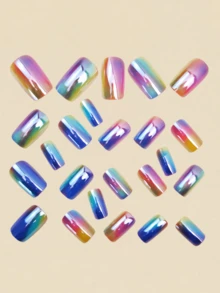 24 miếng dán móng tay kim loại sáng bóng, miếng dán móng tay phong cách Gothic, miếng dán móng tay nhiều màu sắc, miếng dán móng tay mùa thu, dụng cụ làm móng. - Nhiều màu - Xem 3