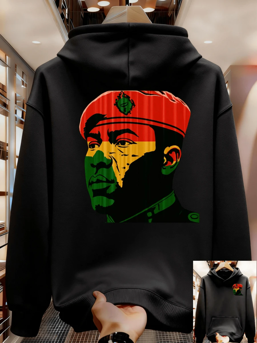 Men's Hoodie With Height Increasing Effect, Loose Fit, Pairs Well With Canvas Shoes, Super Youthful Gym Clothes For Men - 黑色 - 查看 1