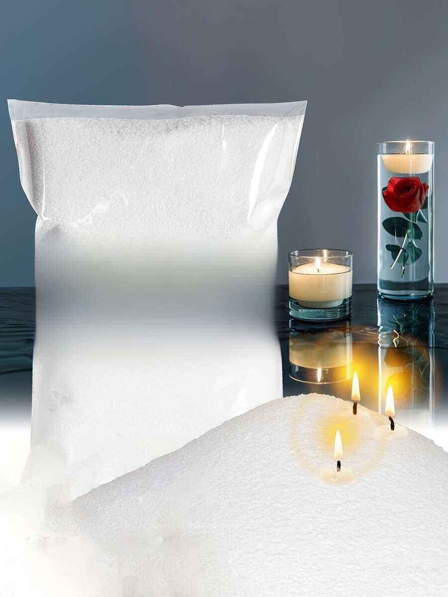 DIY Candle Making Kit - 1.1-Pound Odorless Sand Wax, Decorated With Ice Flower Design, White Sand Painting Texture, Desktop Decoration, Essential For Weddings And Parties, Can Fill Any Container
