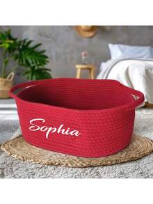 1pc Personalized Customization Small Handwoven Design Rope Storage Basket,CustomizationDesktop Storage Basket For Living Room, Bedroom, Desk, Bedside,Suitable For Cosmetics, Toys, Pet Supplies, Remote Control, Bedroom, Living Room, Valentine's Day Gift, Personalized, Unique Ideal Gifts For Her Daughter, School Students, Son For Anniversaries, For Birthdays - Multicolor - View 5