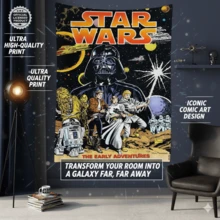 Star Wars 星球大战主题挂毯，家居装饰，星球大战粉丝房间装饰挂毯，适合情人节、新年、派对装饰，也是一份很棒的礼物 - 彩色 - 查看 1