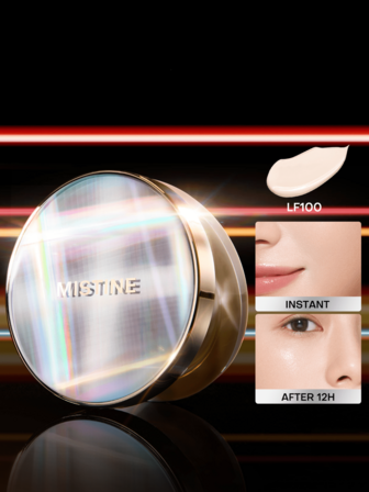 MISTINE כרית אוויר רכה קטיפה לאורך זמן LF100 12 גרם+12 גרם N עם גימור טבעי טל, קרם אבקה לחותי ומזין לעור מעורב כיסוי בינוני מהדורה מוגבלת