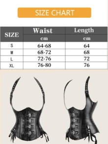1pc Halloween/Christmas Party Sexy Black Top With Adjustable PU Waist Belt, Slimming And Lifting, Suitable For Holiday Parties - Multicolor - View 6
