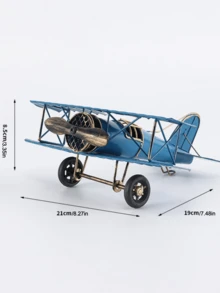 1 Piece, Vintage Biplane Model, Metal Aeroplane Bookshelf Ornament, Nostalgic-Style Desktop Display, Unique Gift For Aviation Enthusiasts. - Multicolor - View 5