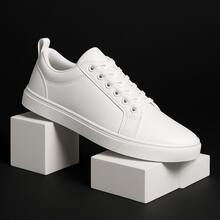 Kit 2 Pares Tênis Casual Masculino para Lazer Trabalho Estiloso Elegante Minimalista Texturizado Dia a Dia Antiderrapante - Promoção Envio Imediato Relâmpago - Branco+Branco - Visão 8