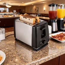 Tostadora de doble ranura, horno tostador, estructura de acero inoxidable, con bandeja recogemigas extraíble, diseño compacto para tostar rápidamente pan y bagels, ranuras fáciles de limpiar, apagado automático, lo que la convierte en la opción ideal para la cocina. - Tipo de Enchufe A USA (110-127V) - Ver 9