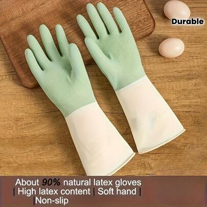 3 Pairs Durable Kitchen Dishwashing Gloves, Waterproof Latex Cleaning Gloves, Thick Rubber Suitable For Household Chores, Hand Washing, Waterproof For Living Room, Bathroom, Kitchen Use