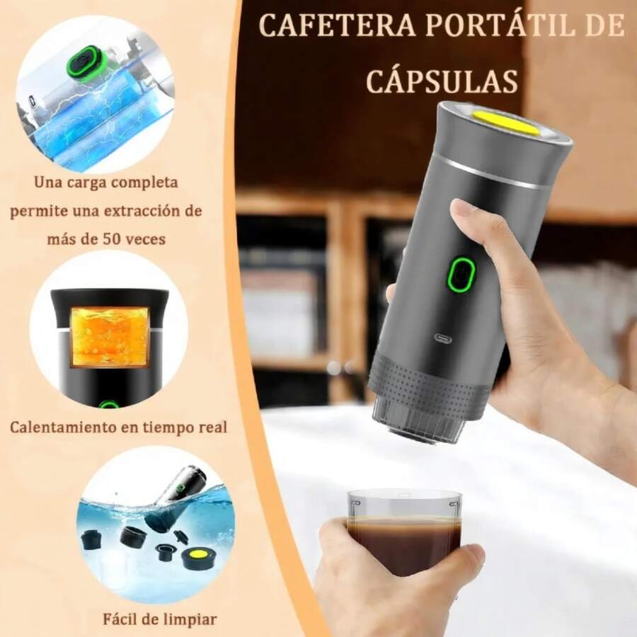 Cafetera portátil 3 en 1, máquina de café espresso, 20 bares, nano, para viajes en coche, mini máquinas de café espresso, cafetera eléctrica con autocalentamiento, USB-C, cafetera portátil 3 en 1, cafetera de cápsulas con extracción en frío y en caliente para viajes en coche, acampadas al aire libre. - Admite métodos de preparación en frío y en caliente para satisfacer diferentes preferencias de sabor.  Traducción realizada con la versión gratuita del traductor DeepL.com - Gris - Ver 1