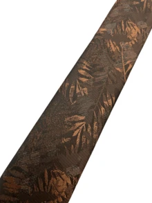 1pc Men's Woven Jacquard Floral Elegant Noble Gentleman Galant Tie, Navy Blue - Rust Brown - View 4