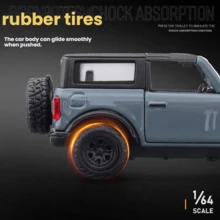 Burago 1:64  BRONCO Diecast Car Model, Realistic Alloy Vehicle Toy, Gift For Boys, Collectible - Blue - View 6