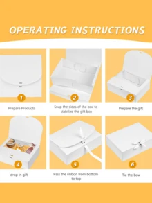 5pcs White Gift Box Set, Easy-To-Assemble White Gift Box With Lid And Ribbon Closure, Handmade Gift Wrapping. Suitable For Weddings, Parties, Gatherings, Birthdays Occasions. - Multicolor - View 8