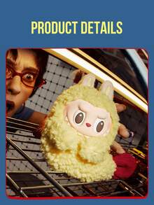 Labubu Monster Convenience Store Series Plush Earphone Case With Keychain – Soft, Fluffy Protective Cover, Cute Tech Accessory, Perfect Gift For Girls, Teens, And Women, Ideal For Pop Mart Collectors And Labubu Fans - Yellow - View 6