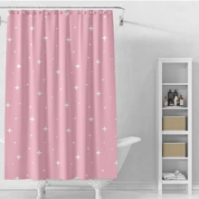 Cortina de ducha / Estampado de estrellas multicolor Fabricada en material PEVA, este diseño refrescante y encantador ofrece propiedades impermeables y resistentes a la humedad, ideal para zonas de ducha y para dividir espacios en el cuarto de baño. La combinación del material PEVA, el diseño estampado y las presillas para colgar crean un espacio de baño limpio y práctico. - Rosa - Ver 4