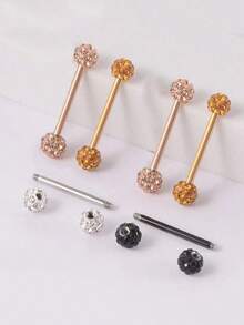 2pcs 14G Stainless Steel Barbell Body Piercing Jewelry, Nipple Rings, Tongue Rings For Women