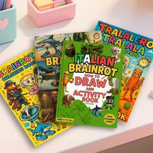 《脑力融化涂色书》：一场引人入胜的荒诞成人涂色冒险——沉浸于奇幻的混合生物和古怪离奇的场景之中，寻求创意的逃离。文具、学习用品、绘画、婚礼季、母亲节的完美礼物之选。 - BRAINROT coloring book - 查看 10