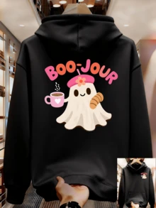 Sudadera con capucha estampada para hombres - Negro - Ver 8