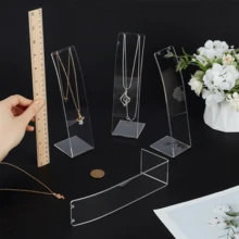 2 piezas Soporte de exhibición de collar de acrílico negro/transparente, soporte minimalista de estilo Ins para joyería, accesorio para transmisión en vivo para tienda de joyería, exhibidor de collares y aretes, almacenamiento y exhibición de joyería de doble uso - Multicolor - Ver 4