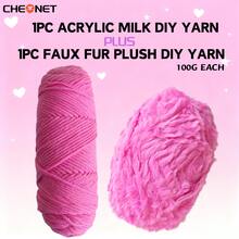 CHEONET-Super Soft Fur Yarn Colorful Series Chunky Fluffy Faux Fur Yarn For DIY Knitting And Crocheting Hat, Scarf, Purse
