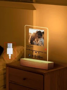 1pc Custom Music LED Night Light, Custom LED Music Plaque, Personalized Led Lamp With Picture And Wooden Base, Personalized Song Acrylic Plaque, Custom Picture Song Lamp, Music Photo Plaque Gift, Light Up Music Plaque, Valentines Gift, Couple Gift, First Wedding Anniversary Gift, Housewarming Gifts, Gift For Boyfriend/ Her/ Wife/ Husband Christmas Gift - Xiao Fang 1p+Fangtu Music 2 - View 6