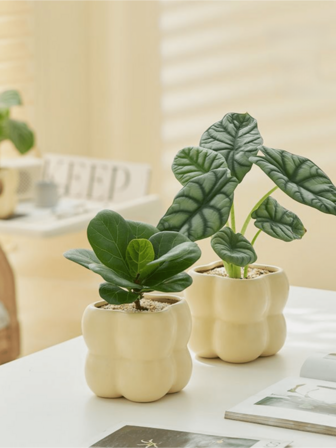 1个现代创意四格球形陶瓷花盆，奶油色室内家居装饰花盆，北欧风格家用花盆，简约陶瓷花盆，植物栽培，多肉植物，仙人掌，水培植物，兰花盆，小型绿色盆景。