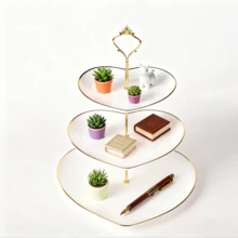 Suporte para bolo de 3 andares, expositor de frutas, suporte para bolo e sobremesa para chá da tarde, artigos para casamento, decoração para casa, utensílios de cozinha - Multicolorido - Ver 8