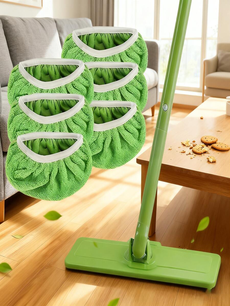 6 Pcs Reusable Mop Replacement Pads - Highly Absorbent, Easy To Clean Wet & Dry Floors, Washable Durable Replacement Mop Cloths, Dust Mop Heads, Soft Mop Pad Refill - Essential Cleaning Tool - 6 màu xanh lá cây - Xem 1