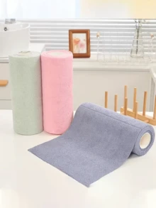 超细纤维清洁湿巾，超强吸水无绒超细纤维清洁布，可重复使用的超细纤维清洁布卷，多用途无残留洗碗布，家用厨房纸巾卷，适用于清洁客厅、卧室和厨房的多用途毛巾替代品。聚酯纤维餐垫和洗衣纸替代品。